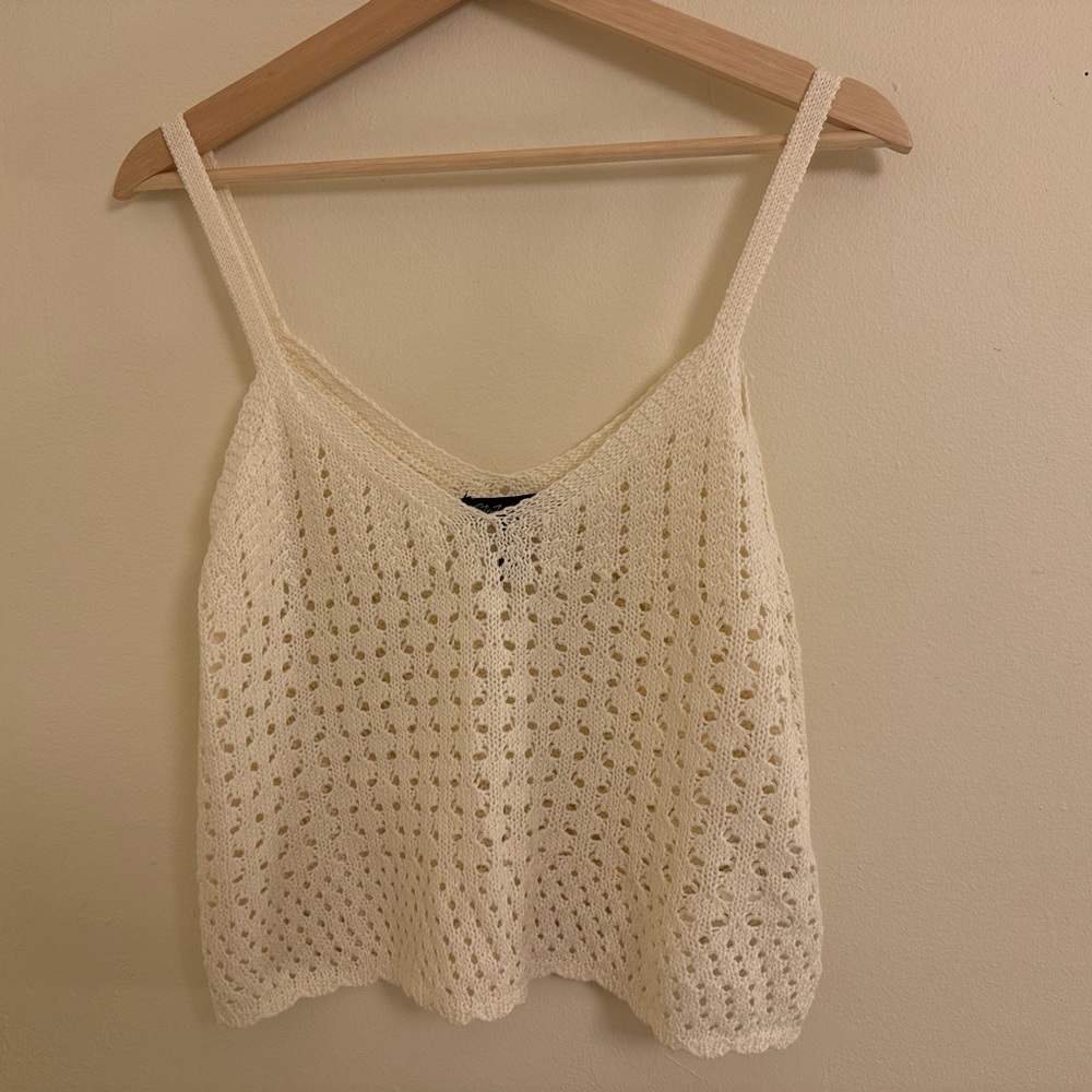 Women's Cream Crochet Knit Tank Top